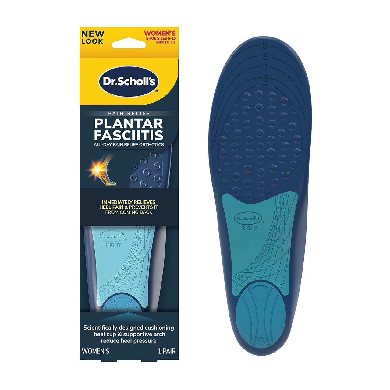 Dr Scholl's - Pain Relief Orthotics for Plantar Fasciitis Women's Size 6 -10 | 1 Pair