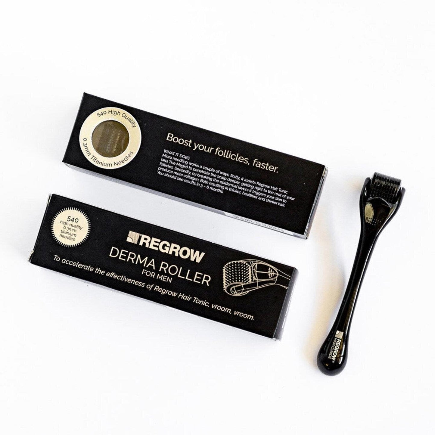 Regrow Hair Clinics Regrow Hair Clinics - Hair Grow Derma Roller #Black 540*0.3mm Fixed Size