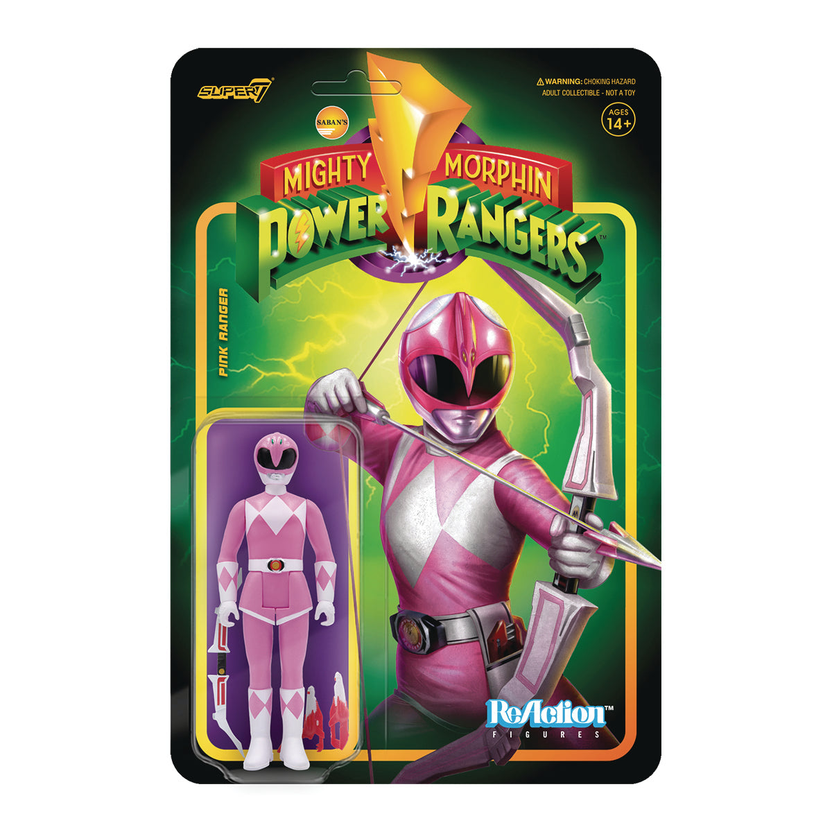Super7 ReAction Figures - Mighty Morphin Power Rangers - Pink Ranger Action Figure (81377) LOW STOCK