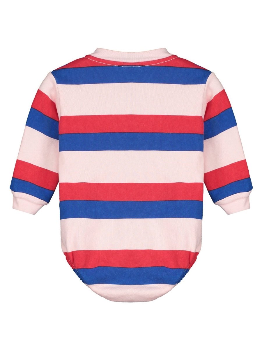 FLEECE ROMPER, PINK STRIPE