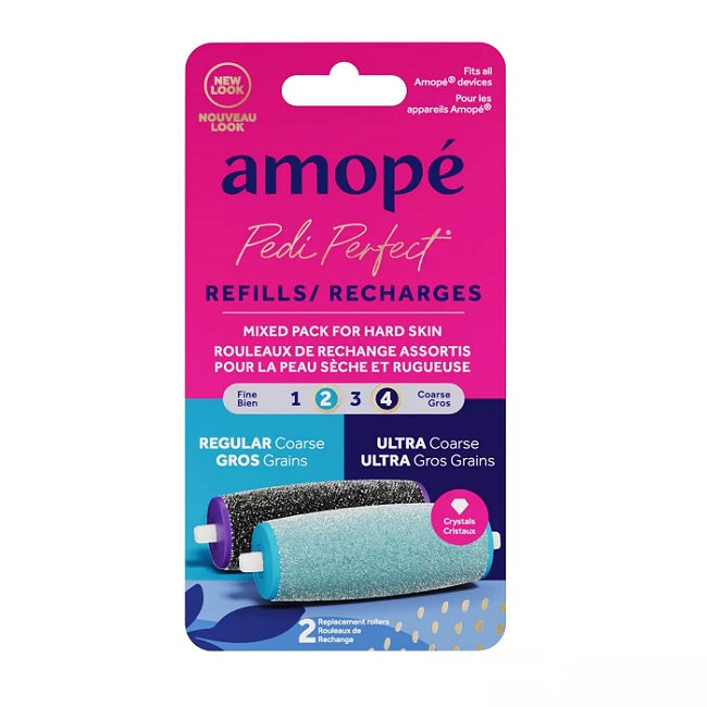 Amope Pedi Perfect Mixed Pack Roller Heads Ultra Coarse & Regular Coarse 2 Refills