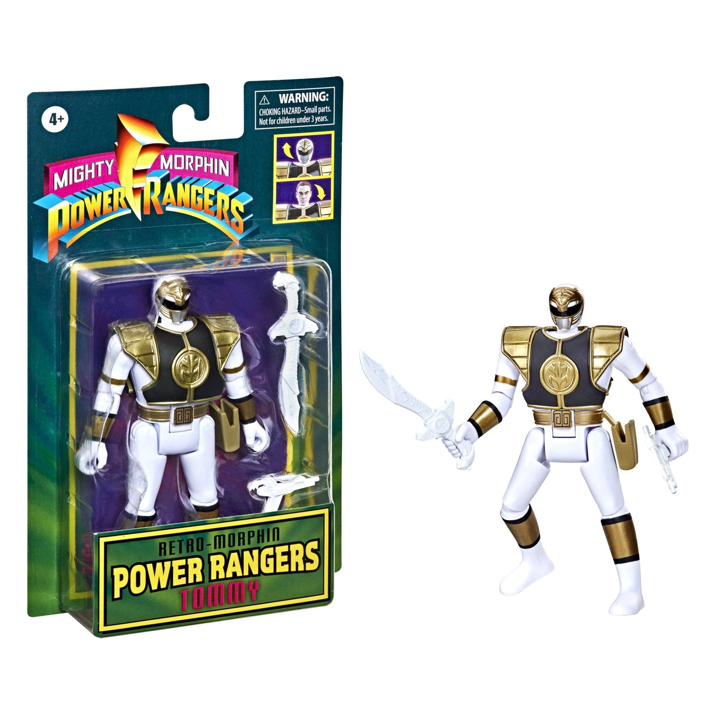 Mighty Morphin Power Rangers - Retro-Morphin Power Rangers - White Ranger Tommy Action Figure (F0547)