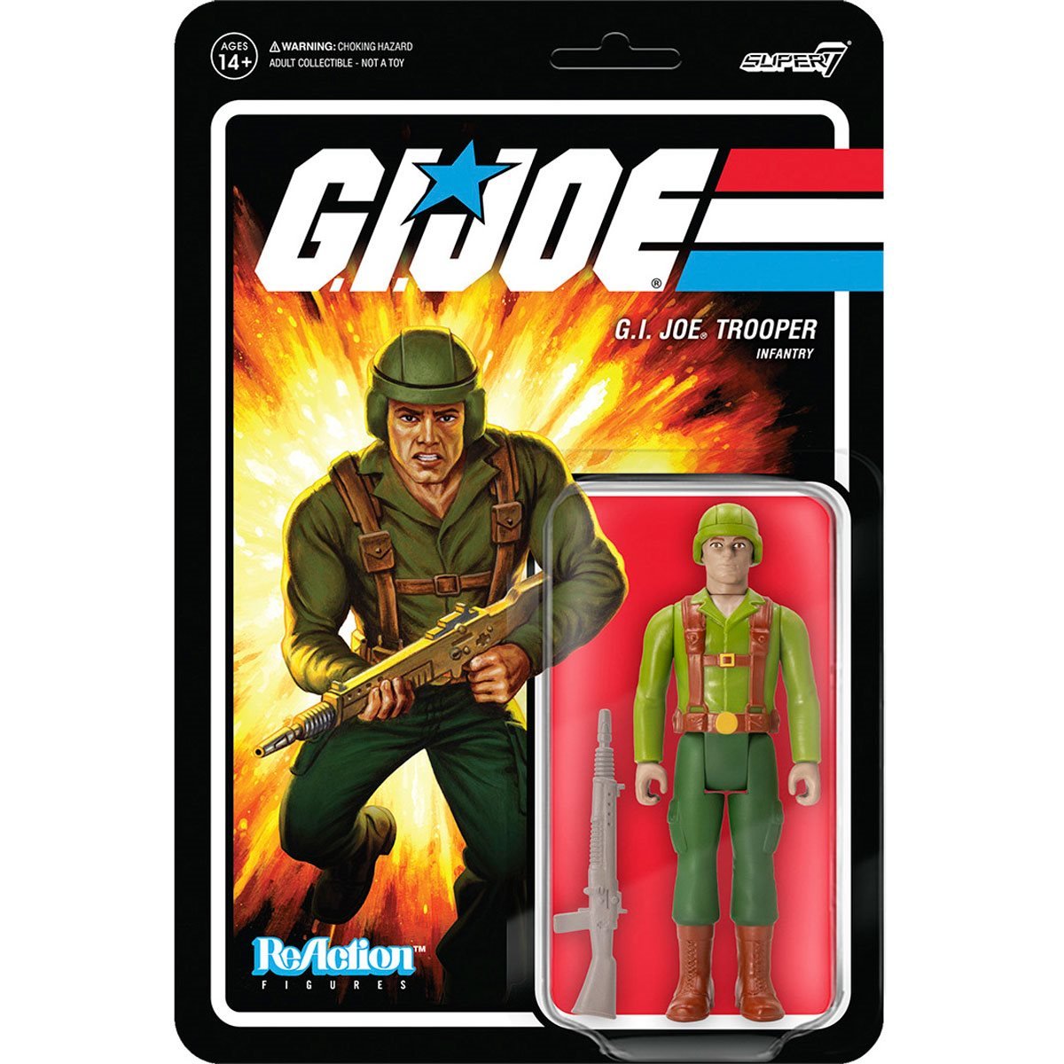 Super7 ReAction Figures - G.I. Joe Wave 1 - G.I. Joe Trooper Infantry Greenshirt, Tan (81392) LAST ONE!