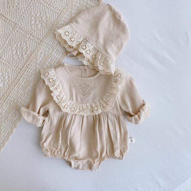 Girl's Clothing Beige / L-18-24M Lace Princess Toddler Romper