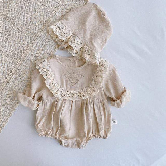 Girl's Clothing Beige / L-18-24M Lace Princess Toddler Romper